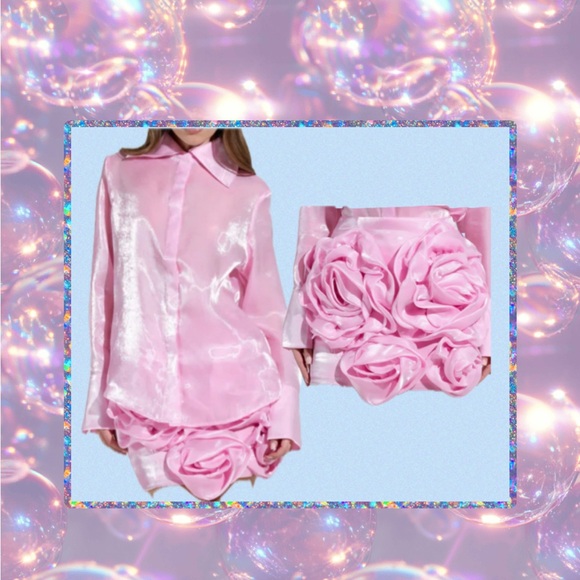 Akira by Azalea Wang Iridescent Light Pink Organza 2 Piece 3D Rosette Set! 1X - Picture 6 of 8